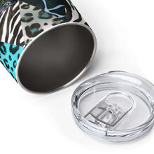 Load image into Gallery viewer, Blue Animal Print Wine Tumbler - Happiness Looks Beautiful